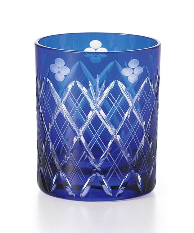 aito製作所 江戸切子 小花剣矢来紋 ロックグラス 瑠璃_223526