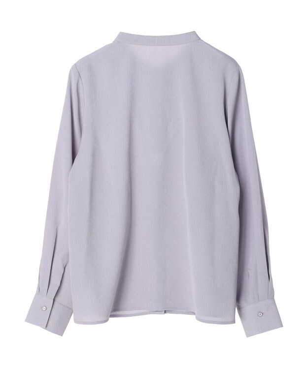 earth music&ecology バンドカラーブラウス Grayish Blue