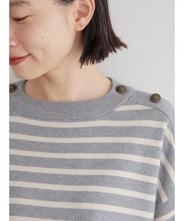 AMERICAN HOLIC バイパチショルダーボタンニットプルオーバー Gray Mixture