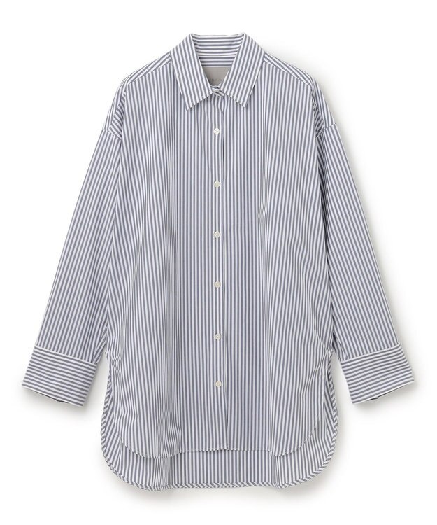 UNFILO オーバーシャツ ネイビーストライプ