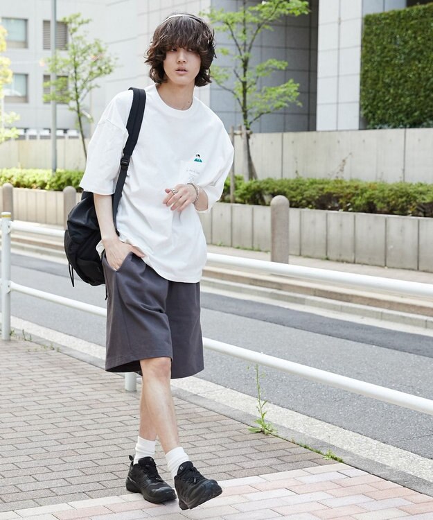 WEGO 【ウエストゴム】ヘビーウェイトカットイージーショーツ スミクロ