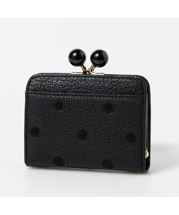 UNBILLION ペルケ perche / アクリル玉ドット刺繍・ジャバラカードウォレット ブラックドット