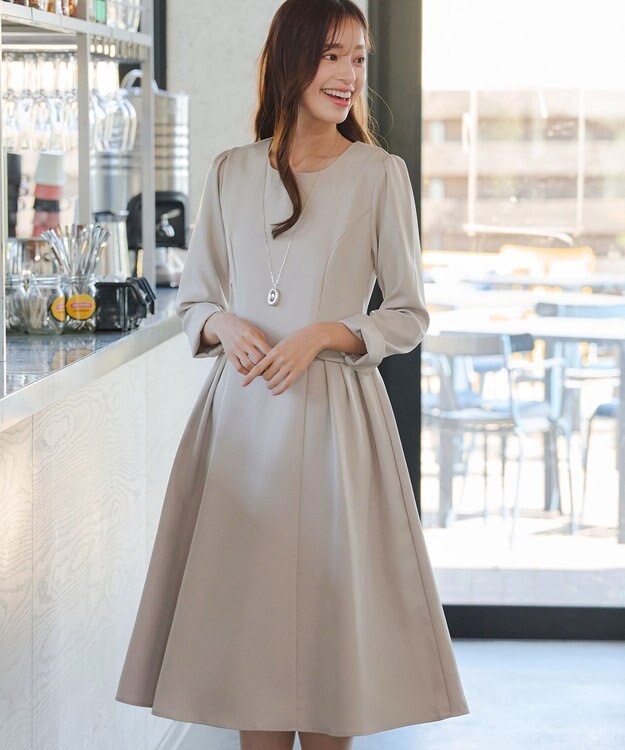 Tiaclasse 【洗える】サイドフラップワンピース グレージュ
