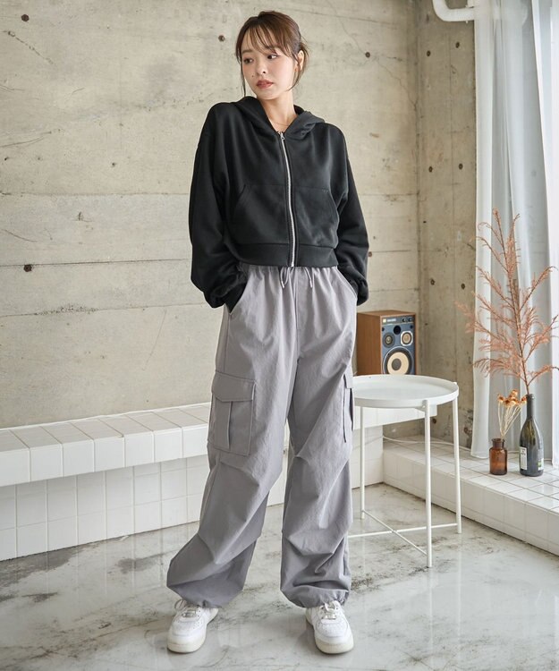 WEGO ショートジップパーカー ブラック