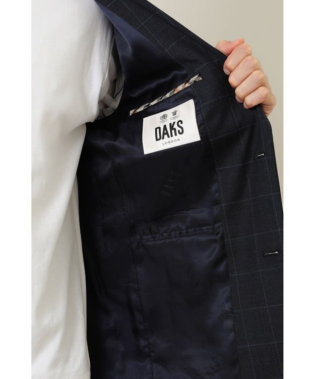 DAKS ウールチェックジャケット ネイビー