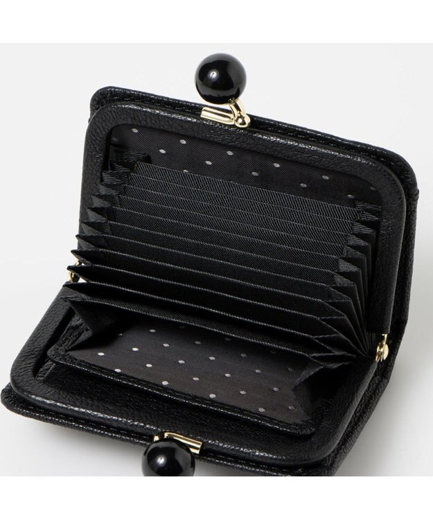 UNBILLION ペルケ perche / アクリル玉ドット刺繍・ジャバラカードウォレット ブラックドット