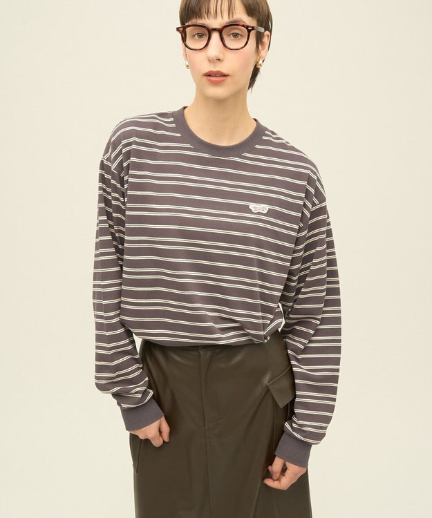 AMERICAN HOLIC PENNEY'S レトロボーダーロングTシャツ Charcoal Gray