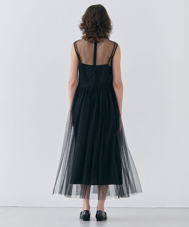 BEIGE， 【洗える・GISELe 4月号掲載】KALMIA / ノースリーブチュールドレス Black