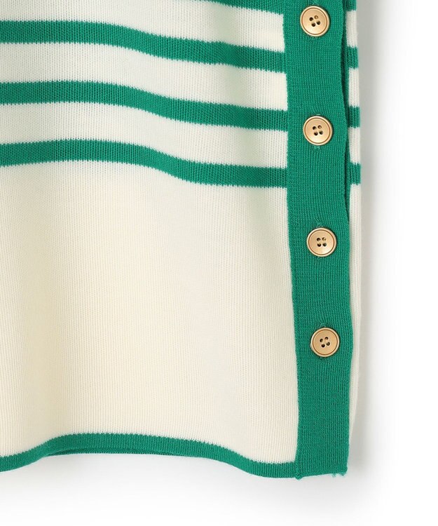 23区 ウールブレンド ボーダー ニット オフ地×エメラルドボーダー