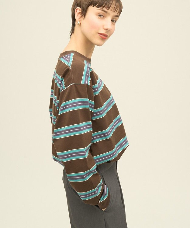 AMERICAN HOLIC PENNEY'S レトロボーダーロングTシャツ Brown