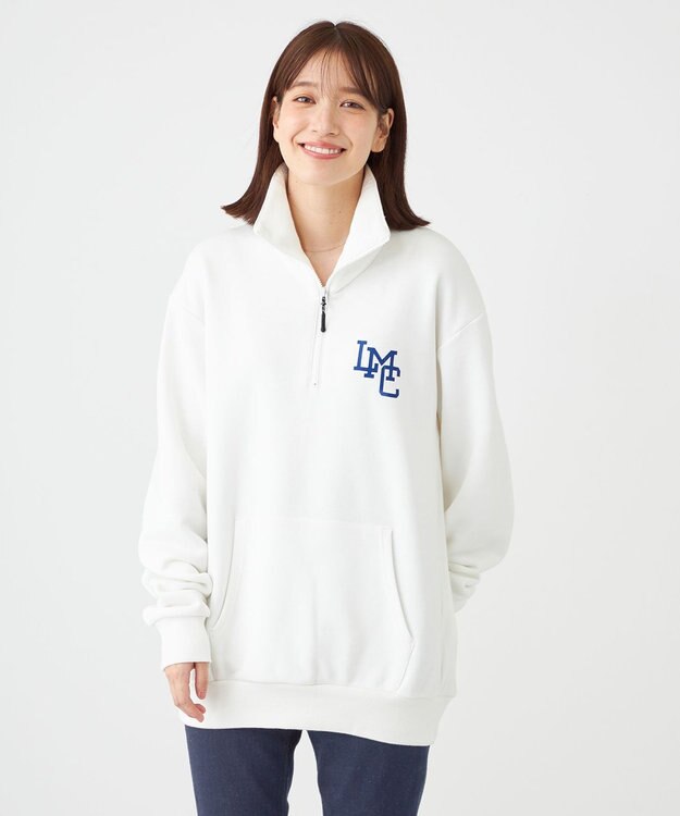 SHARE PARK LADIES 【UNISEX】MVS裏毛ハーフジップスウェット（S・Mサイズ） ホワイト