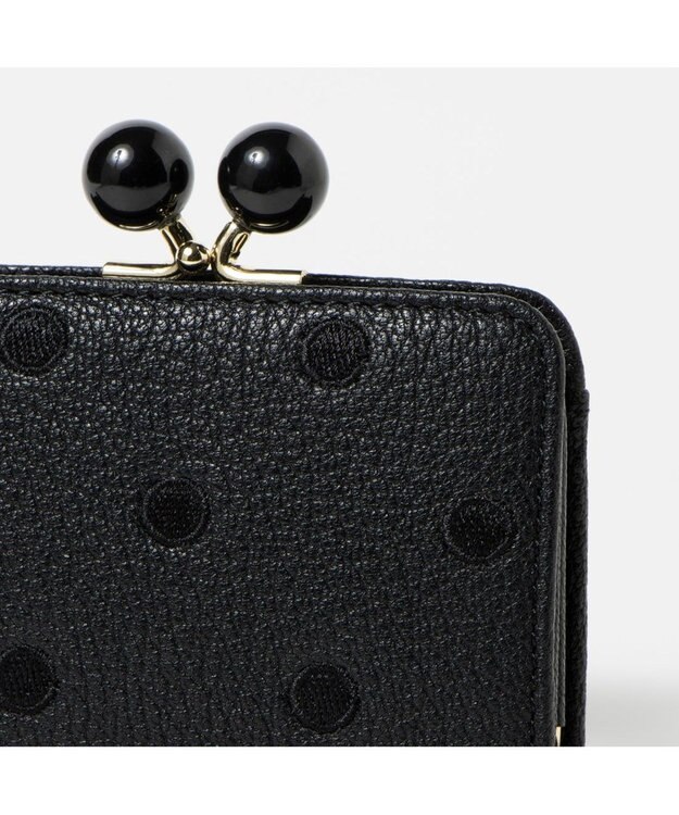 UNBILLION ペルケ perche / アクリル玉ドット刺繍・ジャバラカードウォレット ブラックドット