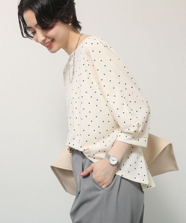 Green Parks 【優秀ブラウス】マルチ機能バックデザインブラウス Dot
