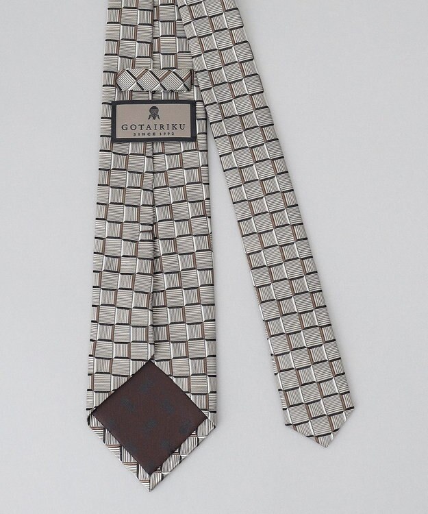 GOTAIRIKU GOTAIRIKU別注【日本製】シルク ネクタイ_チェック織り ベージュ系4