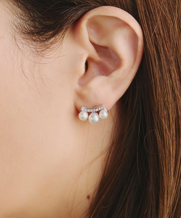 Tiaclasse 【金属アレルギー対応】3粒パールピアス シルバー