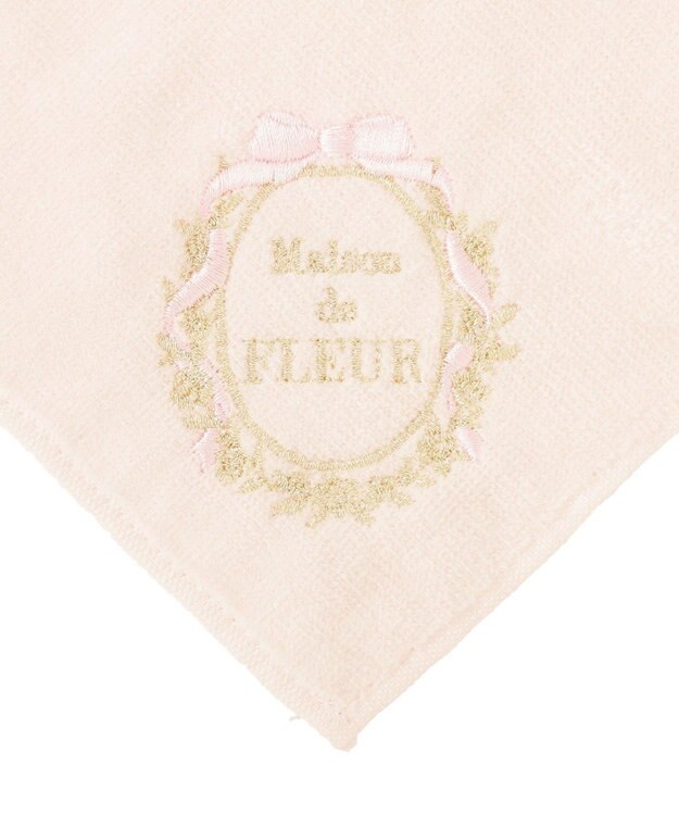 Maison de FLEUR リボンフレーム刺繍タオルハンカチ Pink
