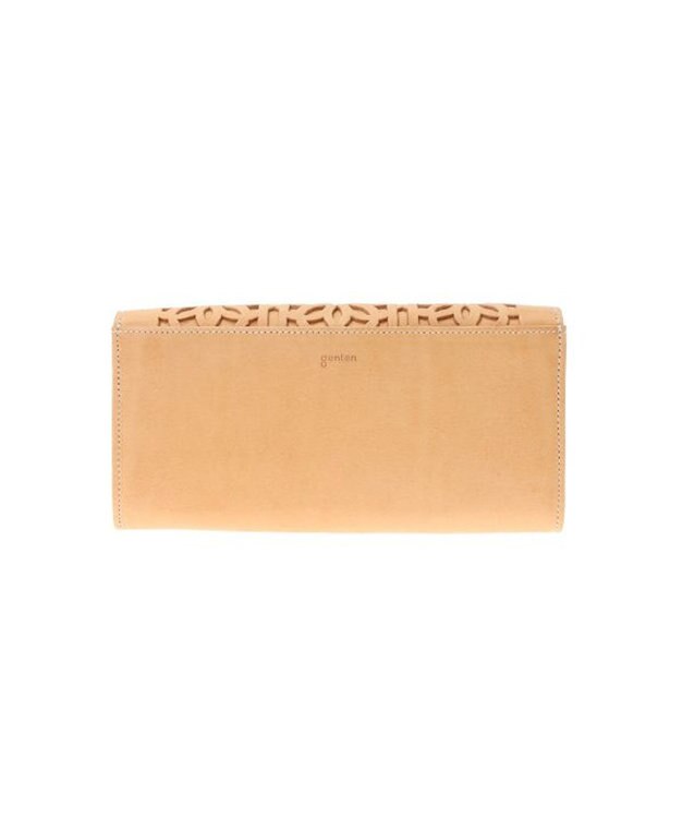 genten カットワーク フラップ長財布 ヌメベージュ