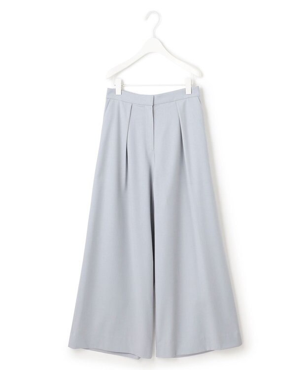 ICB 【洗える】 ウールヴィスコースストレッチ タックパンツ ライトグレー系