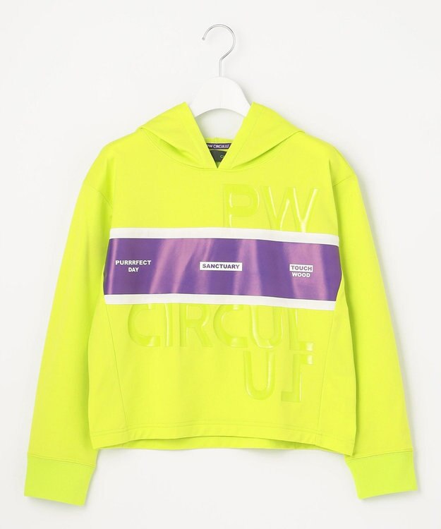 PW CIRCULUS 【WOMEN】【洗える/軽量】裏毛 ロゴ フーデッド プルオーバー ゴルフウェア レディース ライム