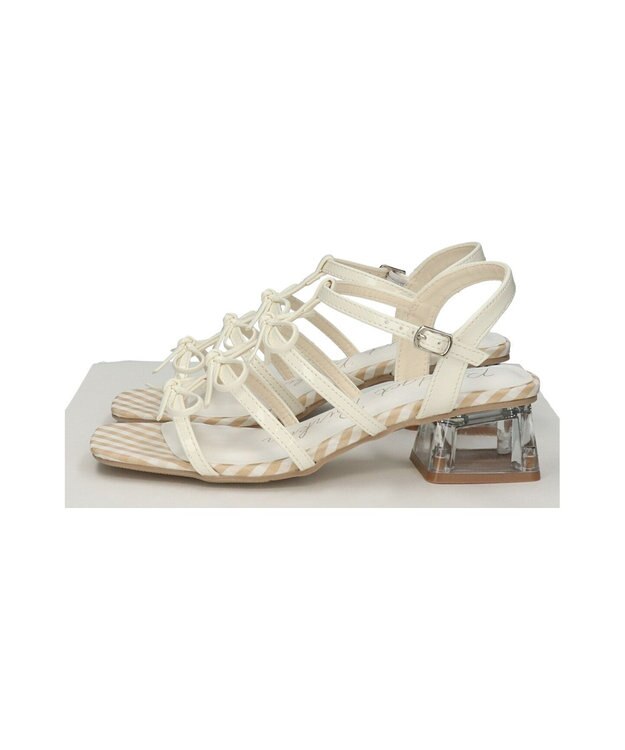 Bridget Birkin 【Bridget Birkin】ギンガムチェックリボンサンダル アイボリーエナメル