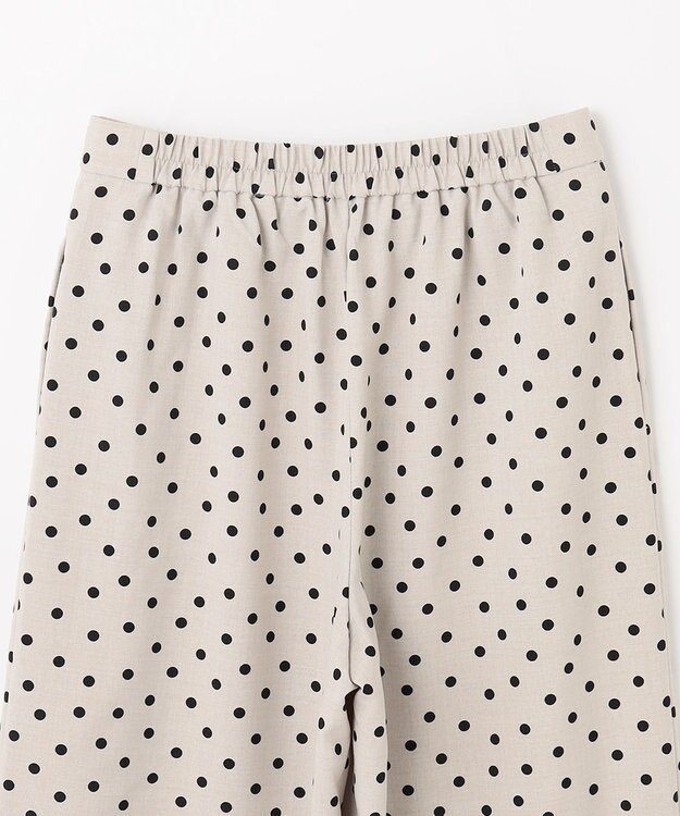 ANY 【洗濯機可能/ウエストゴム/ポケット付】リネンライク ドット柄パンツ ベージュベース