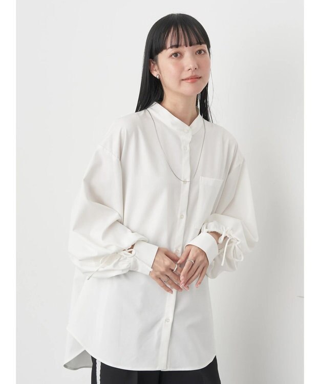 earth music&ecology リボンポイントシャツチュニック Off White