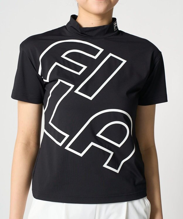 FILA GOLF／marie claire 【FILA GOLF】 バックプリントモックネックシャツ ブラック