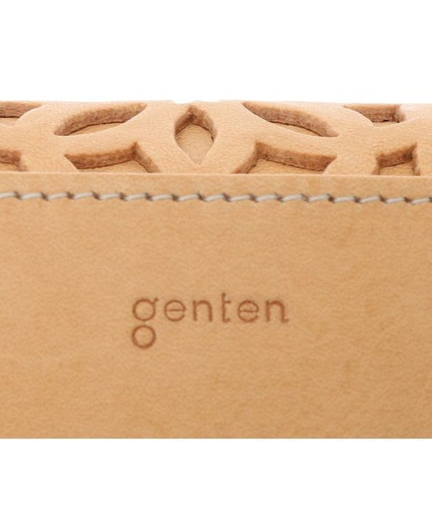 genten カットワーク フラップ長財布 ヌメベージュ