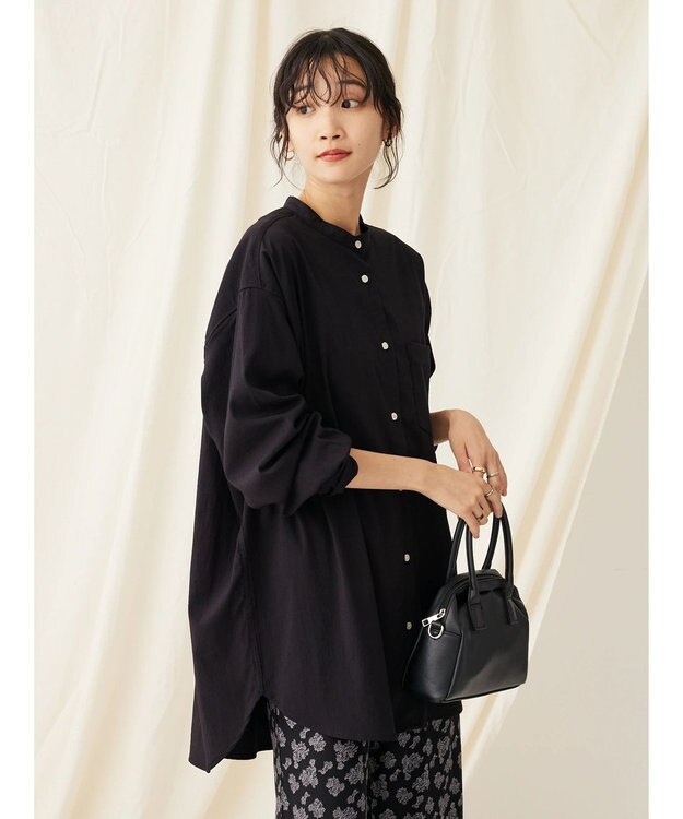 CRAFT STANDARD BOUTIQUE レーヨンデシンバンドカラーシャツ Black