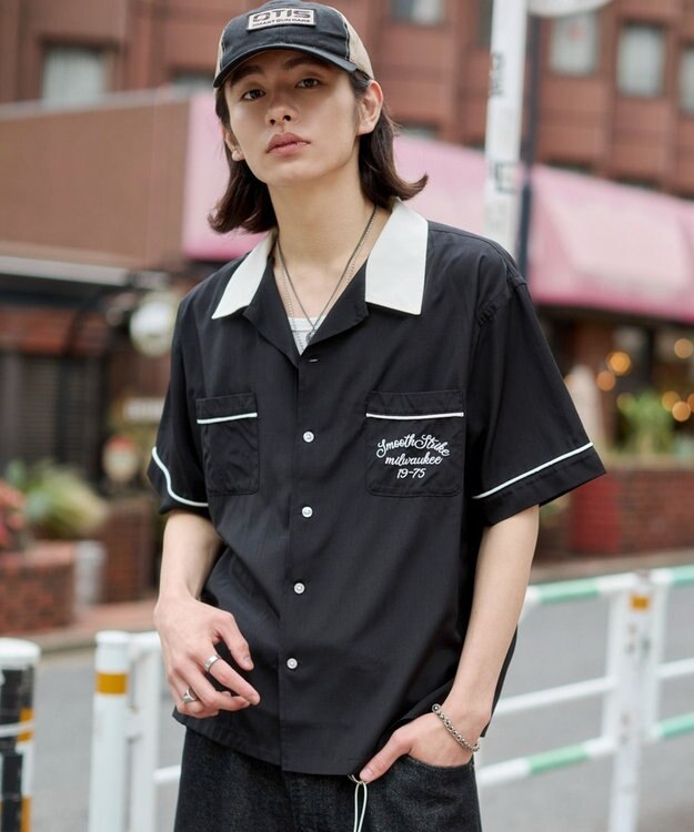 WEGO 【ユニセックス着用ITEM】ボーリングシャツ（SS） ブラック