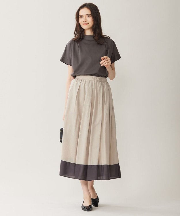 自由区 【洗える】ハイカウントハイネック カットソー スレート