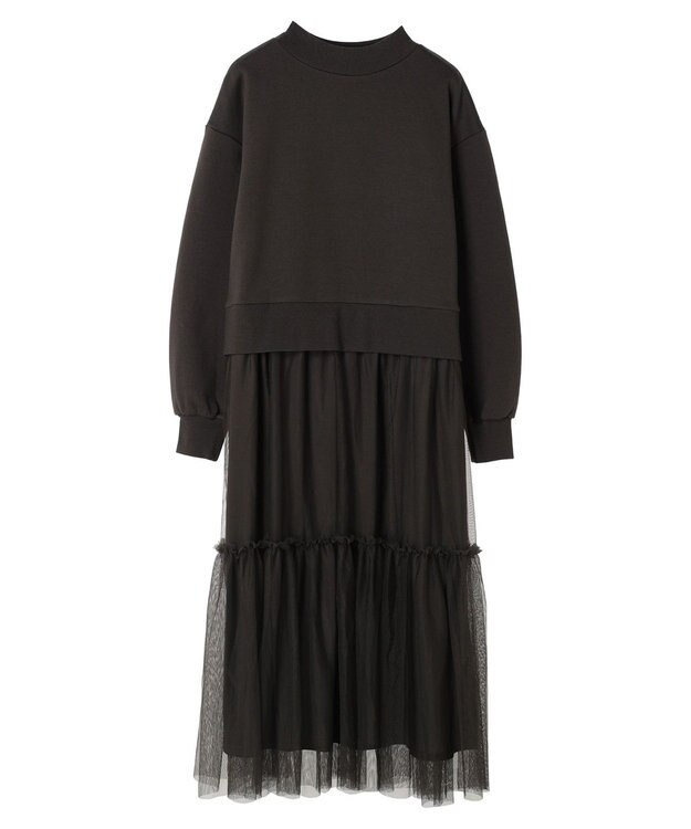 Green Parks ・ＳＵＧＡＲ　ＳＰＯＯＮ　チュールドッキングワンピース Black