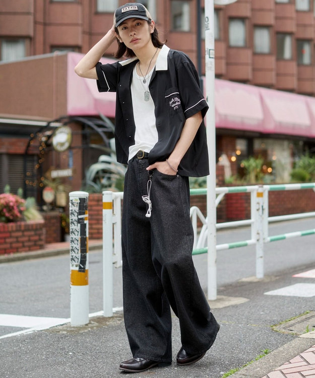 WEGO 【ユニセックス着用ITEM】ボーリングシャツ（SS） ブラック