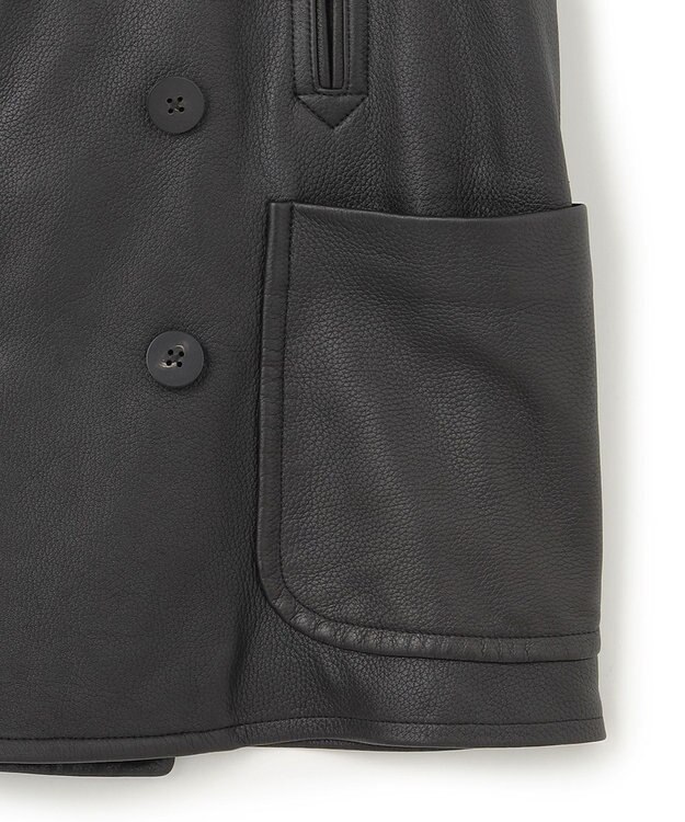 J.PRESS MEN ディアスキンレザーPコート ブラック系