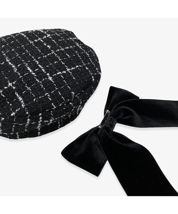 林八百吉商店 un chapeau ツイードマリンリボンキャス ブラック