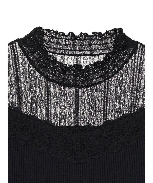 earth music&ecology レースドッキングタンクトップ Black