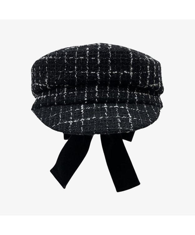 林八百吉商店 un chapeau ツイードマリンリボンキャス ブラック