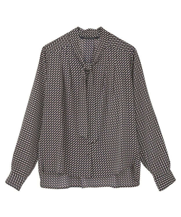 YECCA VECCA ジオメ柄ボウタイブラウス Navy