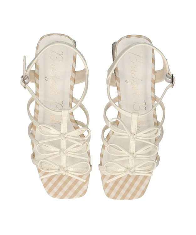 Bridget Birkin 【Bridget Birkin】ギンガムチェックリボンサンダル アイボリーエナメル
