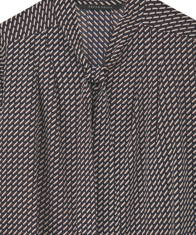 YECCA VECCA ジオメ柄ボウタイブラウス Navy
