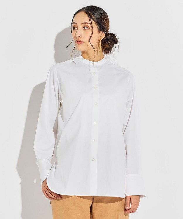 BEIGE， ALBERT / バンドカラーシャツ White