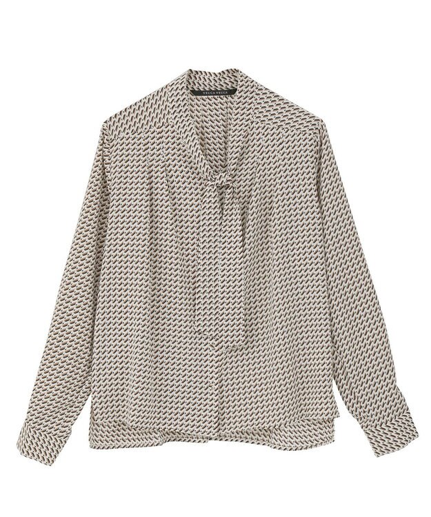 YECCA VECCA ジオメ柄ボウタイブラウス Ivory