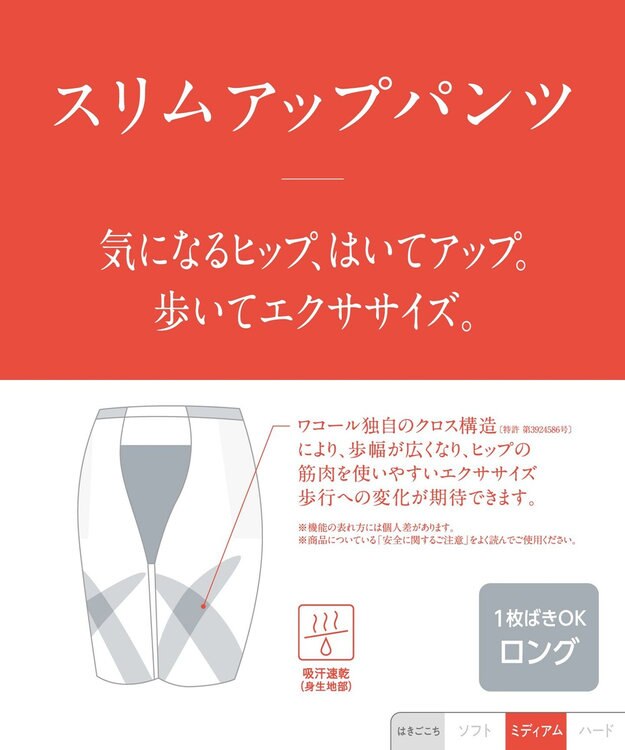 Wing ガードル ロング丈 【スリムアップパンツ】 はいて歩いてエクササイズ KQ0821 ウイング／ワコール ブラック