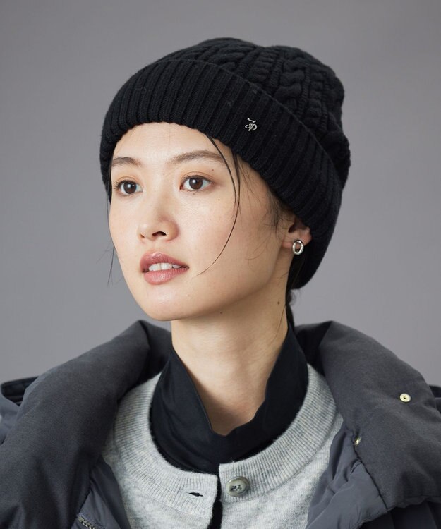 J.PRESS LADIES 【洗える】EIGER CORD ALAN ニットキャップ ブラック系