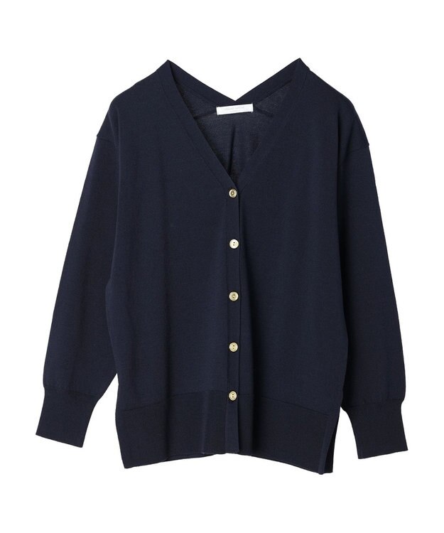 Green Parks ゴールド釦ニットカーディガン Navy