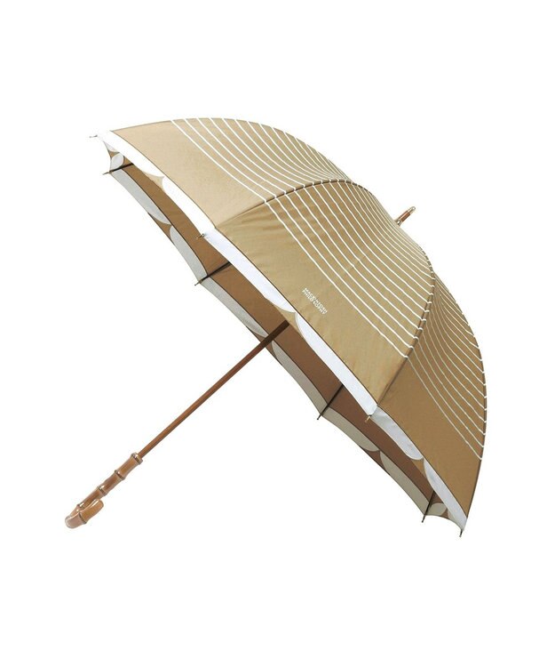 MOONBAT MACKINTOSH PHILOSOPHY(マッキントッシュ フィロソフィー) Cleric collar ボーダー 竹手元 雨傘 長傘 ベージュ