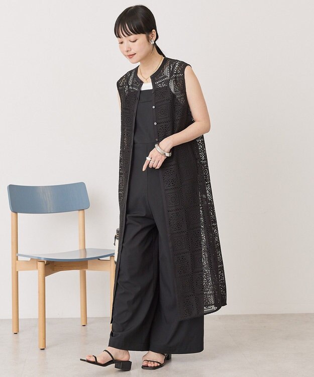 AMERICAN HOLIC 【2点セット】ロングレースジレ+サロペット Black