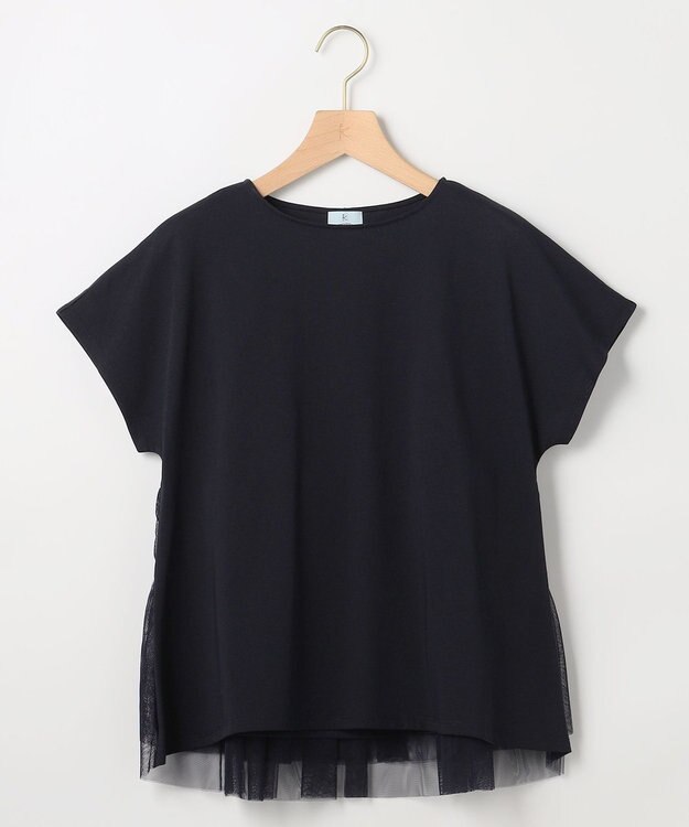 組曲 【先行予約】GIZAコットンチュールコンビ カットソー ネイビー系