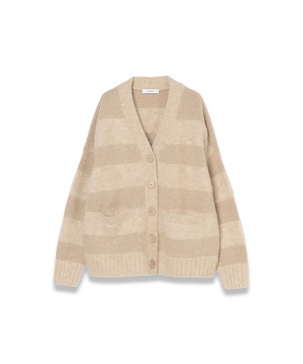 JOSEPH ブラッシュドストライプカーディガン Powder