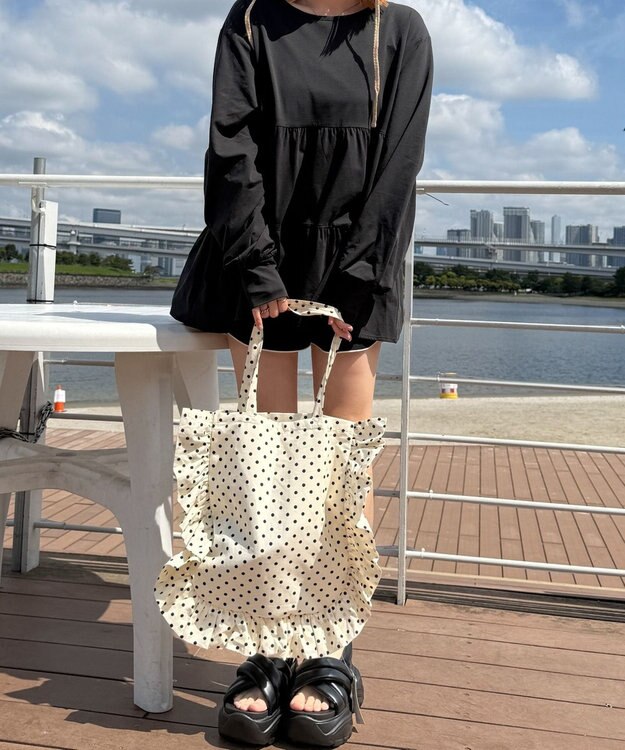 WEGO 【UVカット/接触冷感/吸水速乾/水陸両用/ラッシュガード】ティアードデザイントップス ブラック